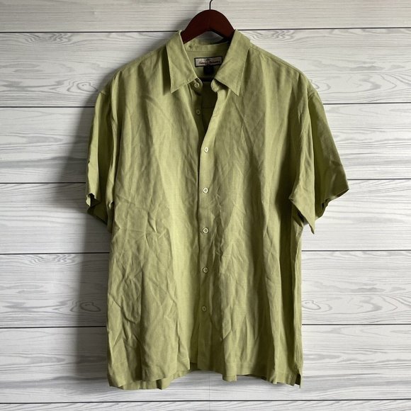 Tommy Bahama Other - Tommy Bahama XL Mens 100% Silk Button Down Green Short Sleeve Casual Shirt Top